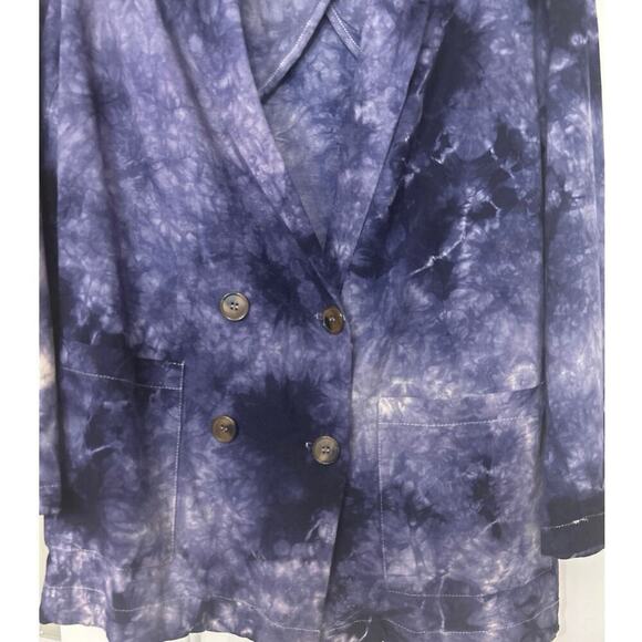 Amadi Anthropologie Hilde Double Breasted Linen Blend Tie Die Blazer Small - Picture 8 of 11